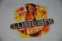 CLUBLAND Girl In Flames 2008 Tour T-Shirt White Cotton Short Sleeve New