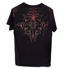 Compression T-Shirt SPORT Black/Red Bold Tribal Graphic Short-Sleeve Men M