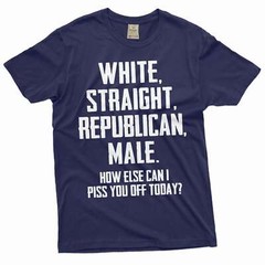 Men’s Funny Shirt White Straight Republican Male Shirt Dad Grandpa Patriotic Tee