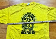 VTG Crazy Eddie T Shirt Mens Size XL Yellow 80s NYC MADE N USA Two Sided EX +