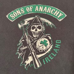 Sons of Anarchy SOA Ireland Grim Reaper Skull T Shirt Men 2XL Black Samcro Biker