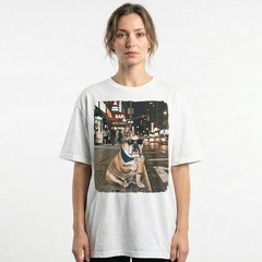 English Bulldog Bandana Iced Latte NYC Night Street Unisex T-Shirt Funny Tee