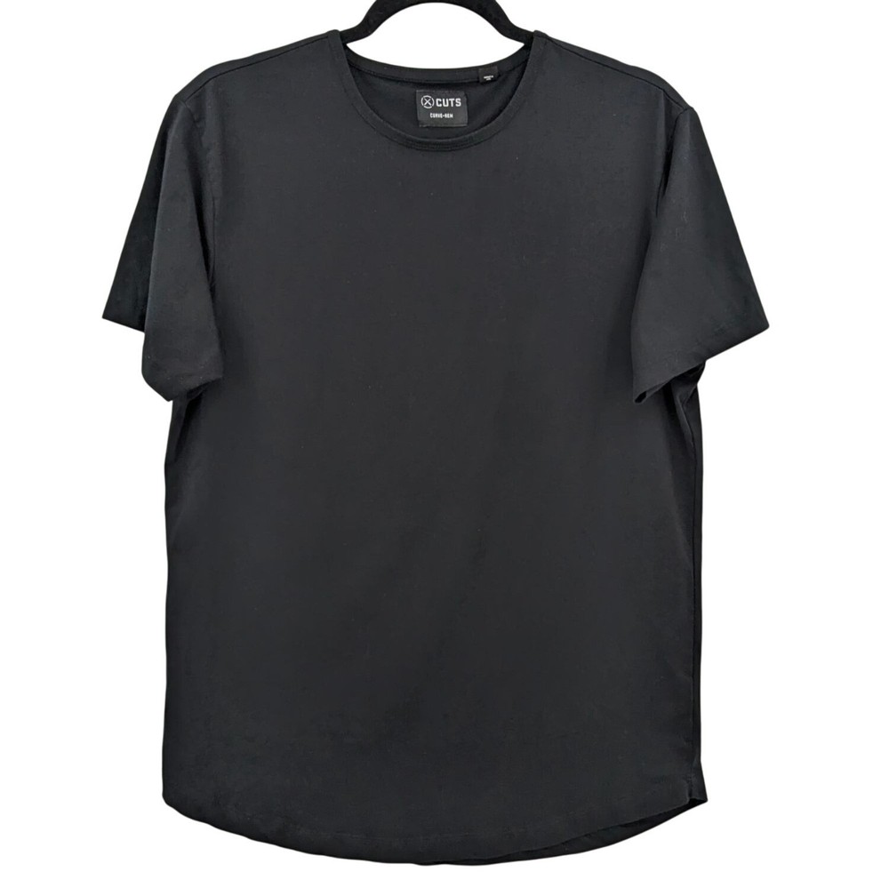 Cuts Black Hem T Shirt Minimalist Streetwear Athleisure Basic Essential Large