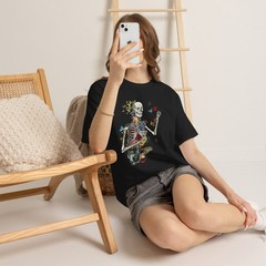 Cool Skeleton Plant Flower Halloween Tee