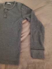 Wallace And Barnes Mens Large Gray Waffle Long Sleeve Henley Shirt