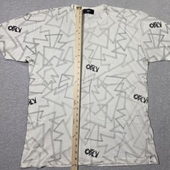 Vintage Obey Shirt Mens M White Geometric All Over Print Single Stitch 90s Tee