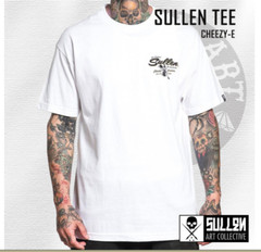 Sullen Men’s T-shirt CHEEZY-E Tattoos Urban Skull Premium Quality White