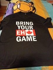 🇨🇦 Canadian Flag Funny Sports Themed Black T-Shirt Size XL “Bring Your EH Game