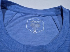 Asics Mens Tech M Knit Spacedye Blue Training Tee running shirt SZ Large