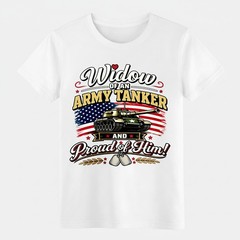 Patriotic Veteran Widow T Shirt Widow Of An Army Tanker Tank Flag Memorial Tee