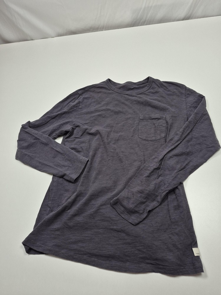 Vuori Rise Shirt Men’s L Gray Long Sleeve Tee Pima Cotton Pocket Crew Neck V1001