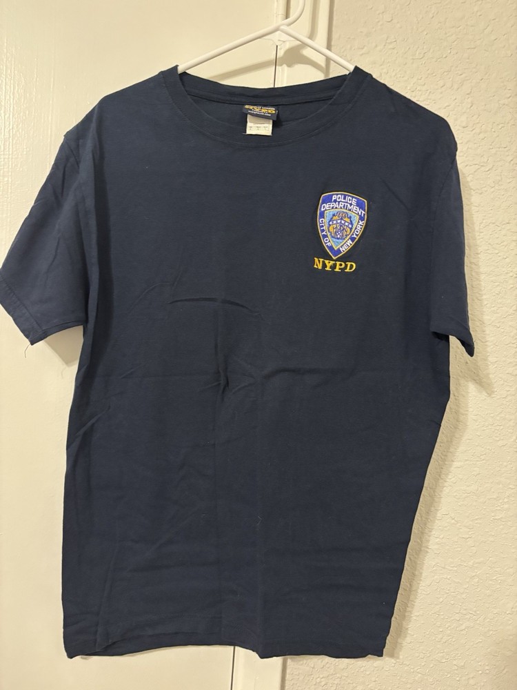 NYPD Logo Embroidered Navy Crew Neck Short Sleeve Men’s T-Shirt – Size L