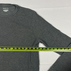 Merona Thermal Shirt Mens Large Charcoal Gray Cotton Waffle Knit Raglan Sleeve