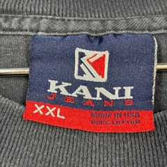 Vintage Kani Jeans Shirt Men XXL Black Flame Fire Sleeves Faded Cracked Y2K
