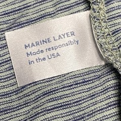 Marine Layer Shirt Men L Blue Stripe Crew Neck Short Sleeve Round Hem Pocket Tee