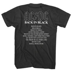 ACDC Back in Black Album Cover Men’s T Shirt Rock Band Vintage Tour Music Merch
