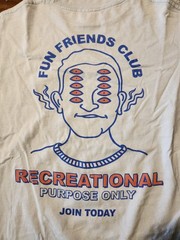 ALAB Fun Friends Club Graphic Print Long Sleeve Shirt Blue Size Med Sleeve Print