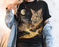 Comfort Tee Bunny Howling Moon Animal Graphic Tee Shirt