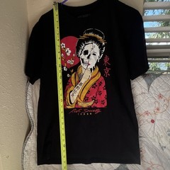 Riot Society Japan Skull Geisha Graphic Print Black Crew Neck Tee Men’s LARGE