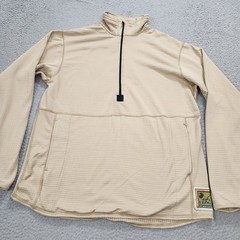 Insport Shirt Men Large Beige Grid Fleece Half Zip Polartec Frog Flame Resistant
