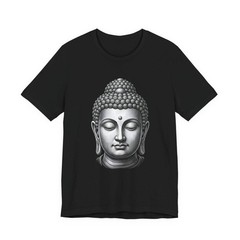 Buddha Head Grayscale T-Shirt | Spiritual Meditation Zen Graphic Tee Shirt