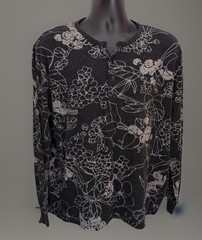 BONOBOS Henley Shirt Men XL Long Sleeve Tropic Floral Resort Weekend Casual Gray