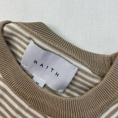 RAITH Shirt Men Sz M Riera Knit Crew Neck Short Sleeve Striped Beige White Tee