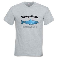 Fishing Addict The Struggle Humour Novelty T Shirt Various Colours And Sizes