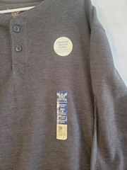 NWT Men’s 2XLT Thermal Henley Big & Tall Gray Cotton Blend