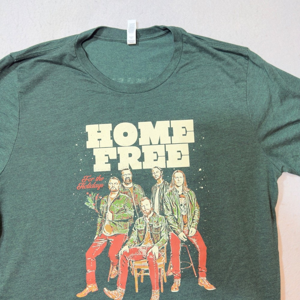 Home Free Graphic T-Shirt Unisex XL Green Excellent For the Holidays Band Tee