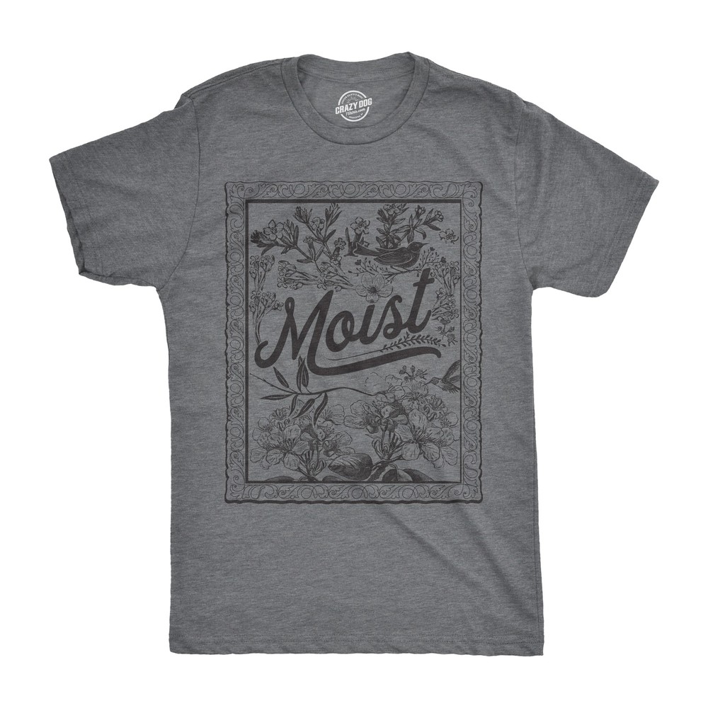 Mens Moist Floral Print T Shirt Funny Gross Word Tee