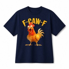 Funny F‑CAW‑F Screaming Rooster Casual Retro Graphic Cotton T‑Shirt Unisex