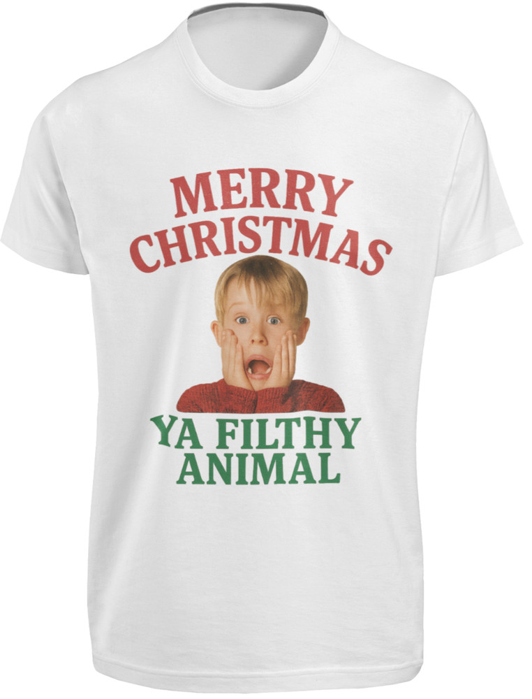 Merry Christmas Ya Filthy Animal T-SHIRT Classic 90’s Movie XMAS Eve Funny TEE