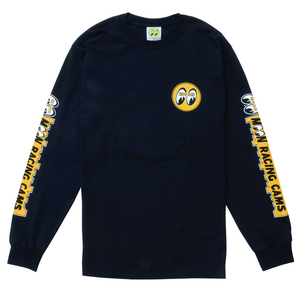 Men’s Mooneyes Moon Equipped Black Long Sleeve T-Shirt Racing Cams TM112BK