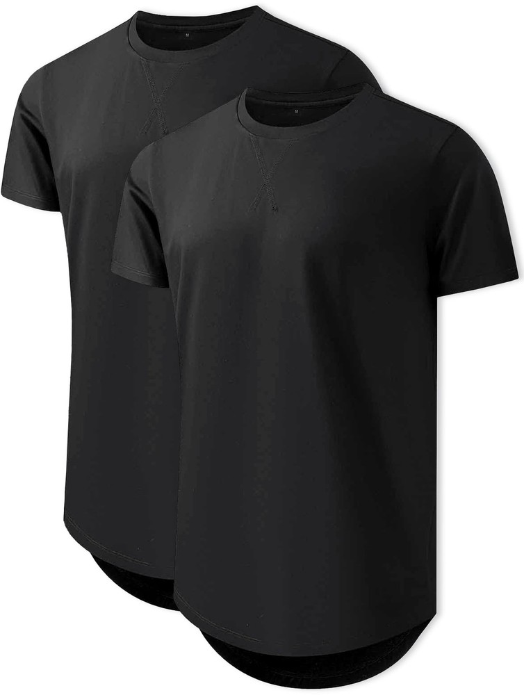 Comdecevis Mens Short Sleeve T-Shirts Crewneck Curved Hem Cotton Tees Hipster