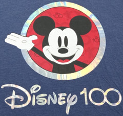 Disney Mickey Mouse Men’s Large T-Shirt 100 Years Of Wonder Logo Heather Blue