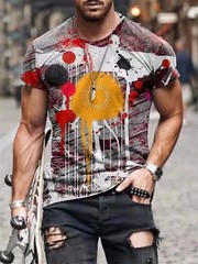 Men’s T-Shirt 3D Vintage Print T Shirts Summer Round Neck Cool Oversize Tees