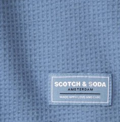 Scotch & Soda Mens XL Blue Waffle Knit Crew Neck Textured T-Shirt Amsterdam