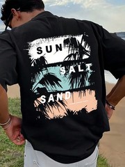 Men’s Graphic T-Shirt Beach Vacation Casual Summer Clothing Print Loose