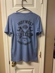 Harley-Davidson Men’s S Blue Graphic Logo Double-Sided Crew Neck T-Shirt