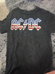 Official ACDC red blue and white american flag t shirt with tour dates on black