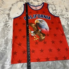 Home Free Tank Top Mens Large Red California Bald Eagle Patriotic Stars 1776