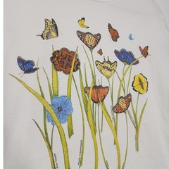 Vintage Butterfly Nature Art Flowers Garden 90s Organic Cotton Medium