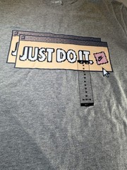 New Nike Just Do It Graphic T Shirt Mens Size Medium Gray Pixel Logo