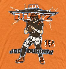 Homage NFL Blitz Joe Burrow T Shirt Men’s Medium Orange Polyester Cotton Rayon