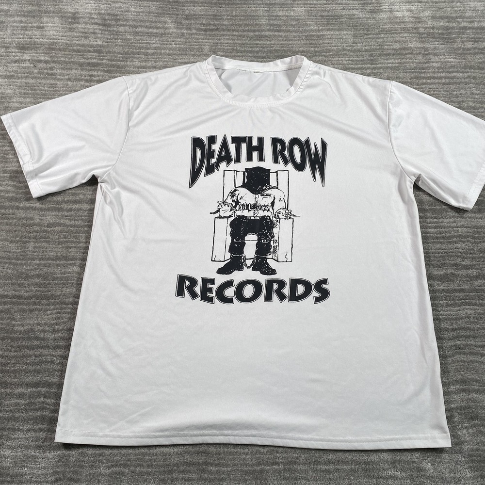 Death Row Records Shirt Mens Medium White Graphic Tee Hip Hop Rap Music