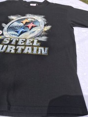 Pittsburgh Steelers Vintage Mens T-shirt NFL Size M Black Steel Curtain 90s