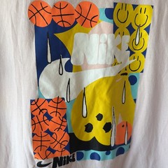 Nike AIR David Bruce Smiley Basketball T-Shirt Mens Medium Pink Loose Fit Tee