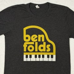 Ben Folds Band T-Shirt Piano Keys Logo Heather Gray Gold Graphic Tee Size Small