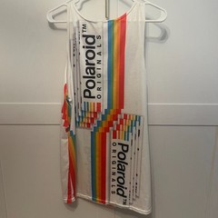 Polaroid Originals Graphic Tank Top Men’s Large Rainbow Stripe Retro White Tee